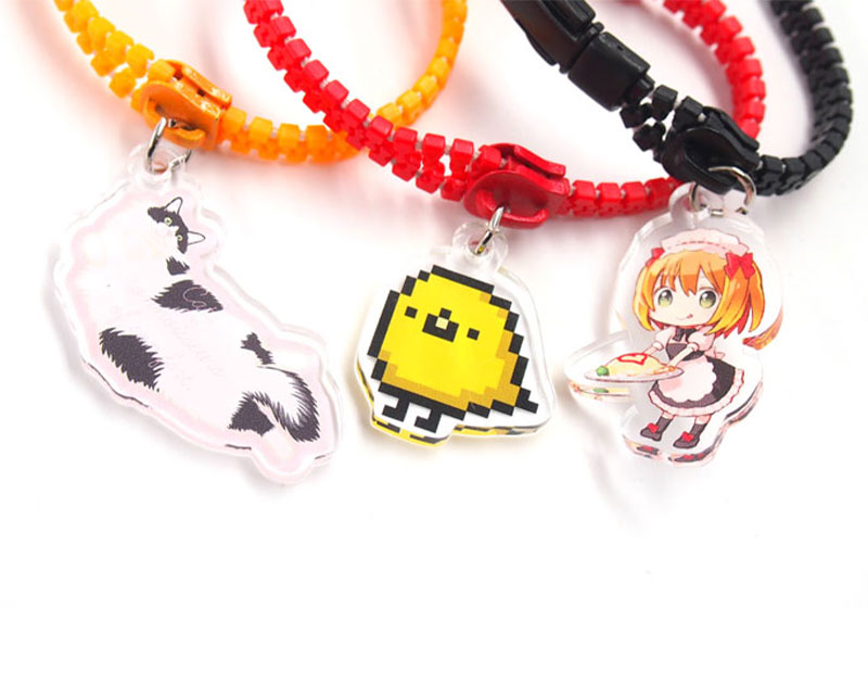 アクリルアクセサリー付き ファスナーキーホルダー / ブレスレット