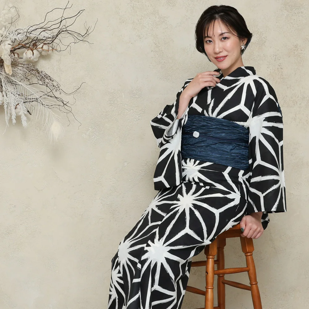 y2312605】浴衣 レディース 兵児帯 2点セット 古典柄 人気のモノトーン