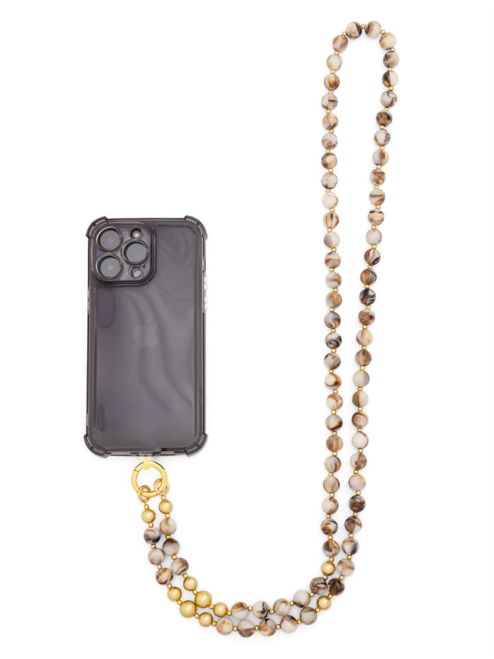 Marbled Beige Beaded Crossbody Phone Lanyard | ZENZII Wholesale