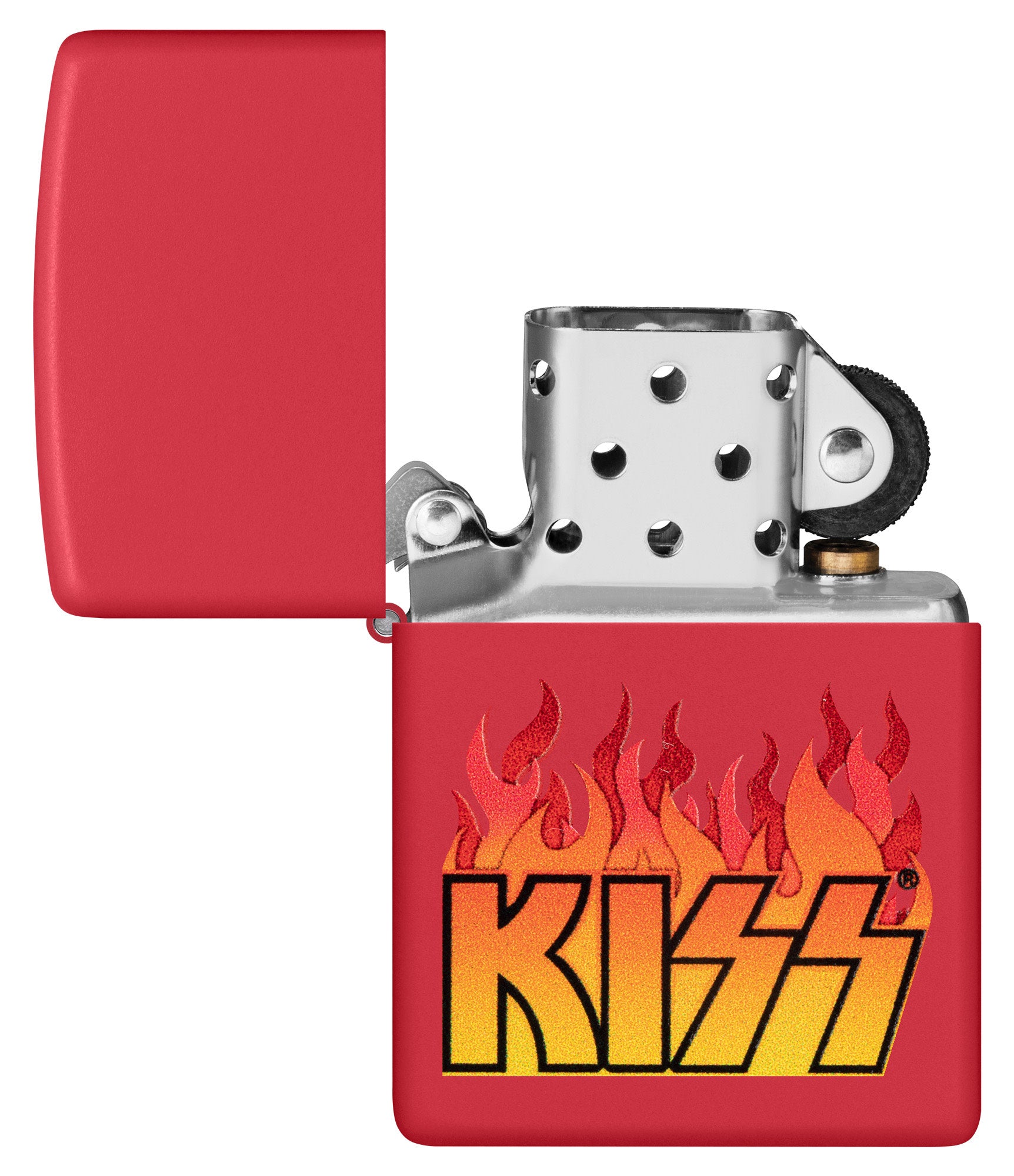KISS® Flaming Logo Design Red Matte Windproof Lighter – Zippo USA