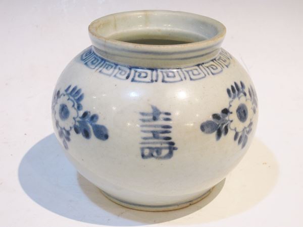 李朝 分院染付花寿文丸壷｜商品一覧｜GALLERY 帝塚山