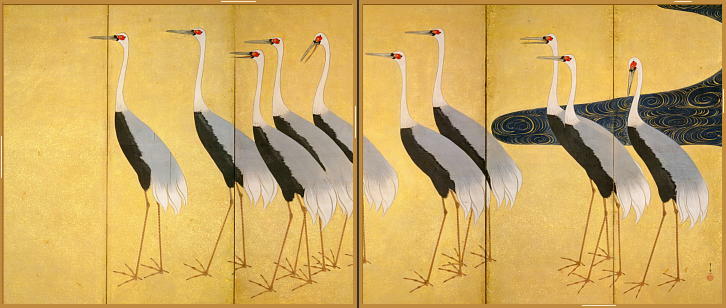 鈴木其一 群鶴図屏風