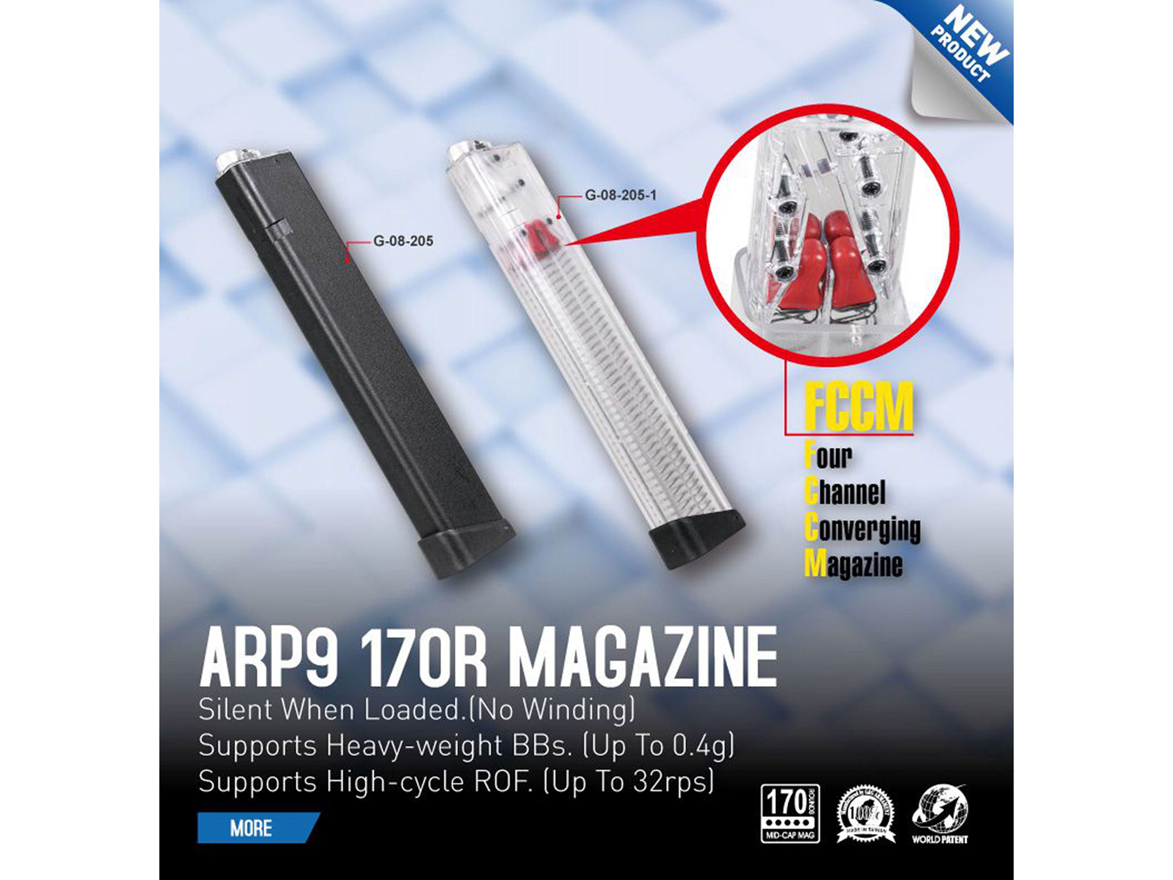 G&G ARP9 電動ガン用 F.C.C.M 170発 ロングマガジン. – GD6-JP