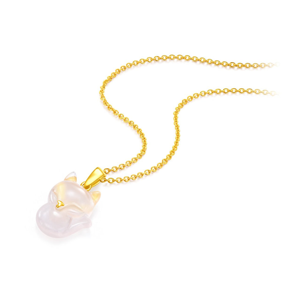 周大福999 24K足金粉晶系列之「成就幸福」善狐吊坠– Gem Hooray 珠宝汇