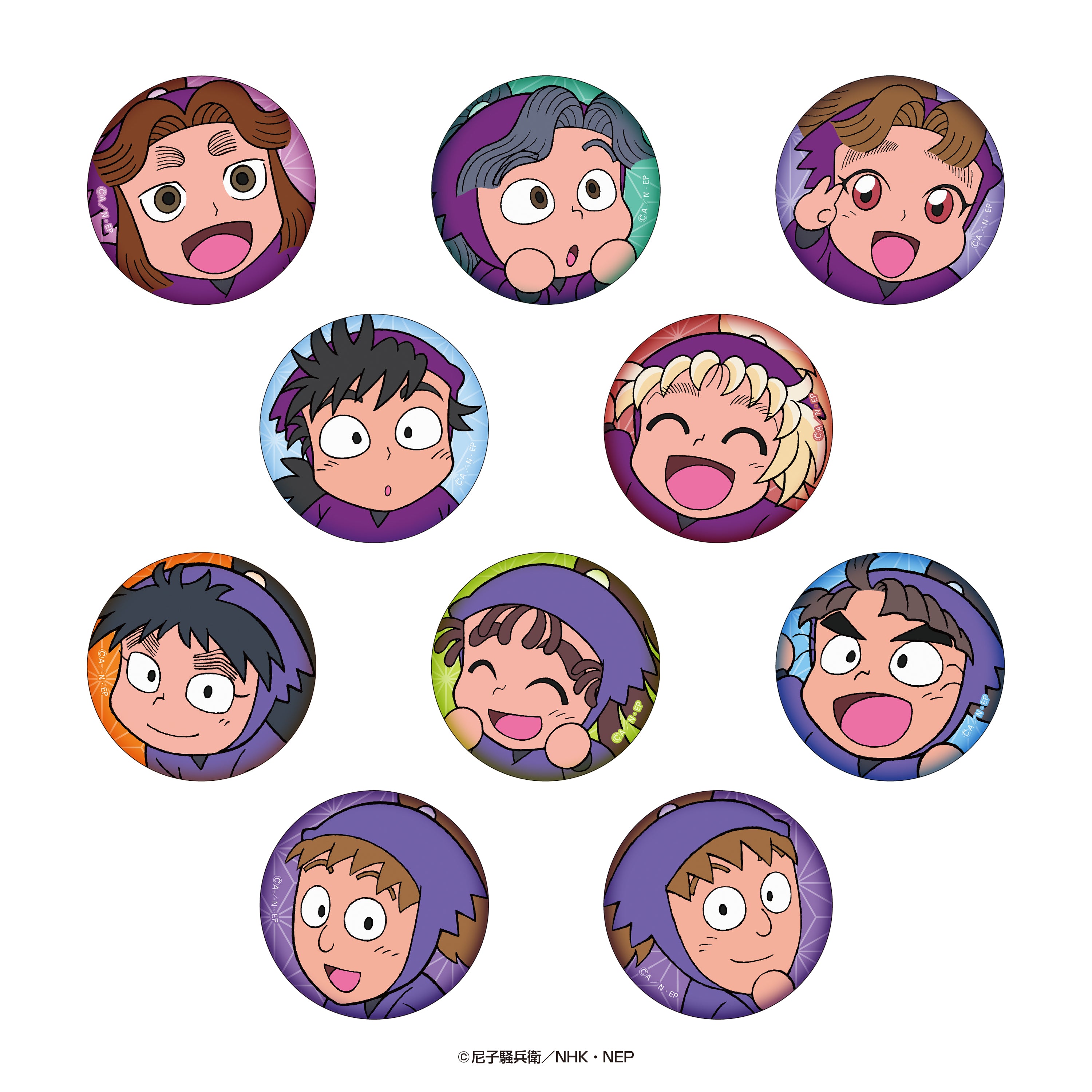 忍たま乱太郎 乱太郎となかまたちのぷにぷに缶バッジBセット（四年生＋