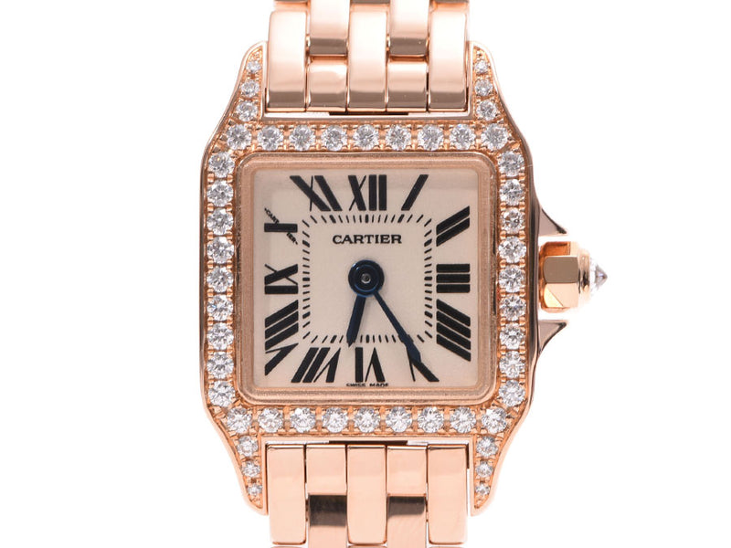 カルティエミニサントスドゥモワゼル ダイヤベゼル レディース 腕時計