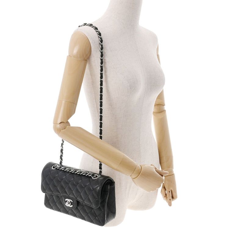 シャネルWフラップ チェーンショルダー 23 42976 ブラック シルバー