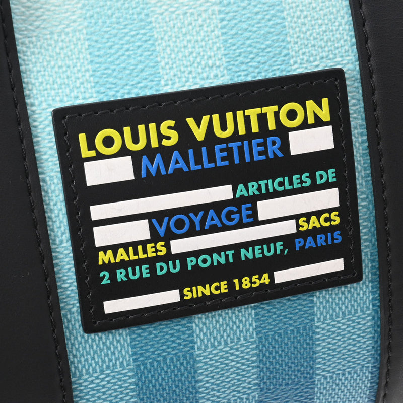 ルイヴィトンダミエストライプ シティキーポル ブルーグラデーション