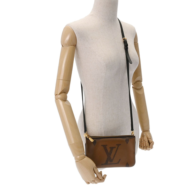 ルイヴィトンポシェットドゥーブルジップ 14145 ブラウン レディース