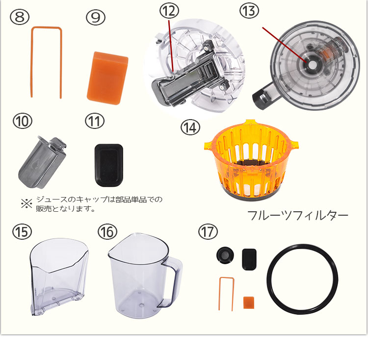 ヒューロムスロージューサー H-200 部品