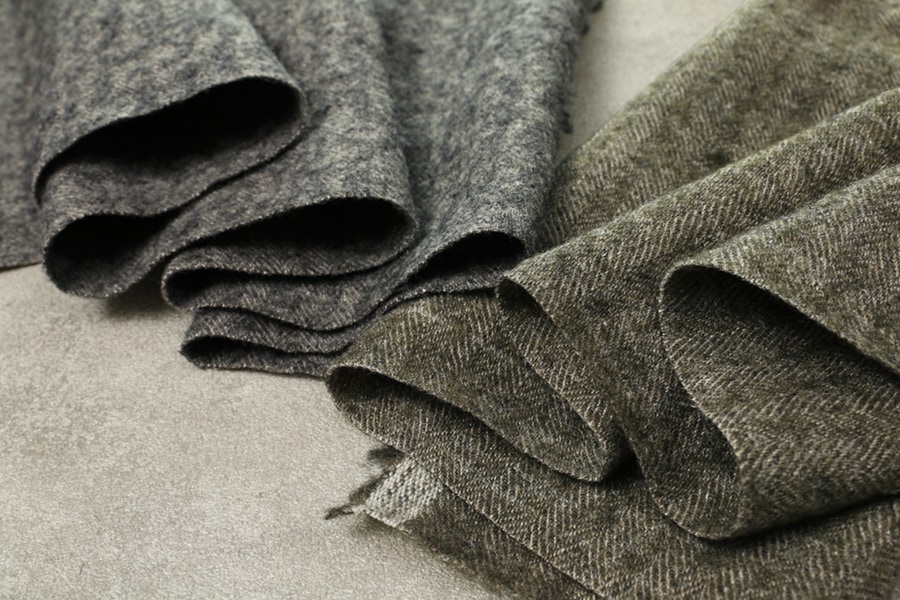 洗いをかけた シェットランドウールリネン ヘリンボン nw加工 【麻 毛