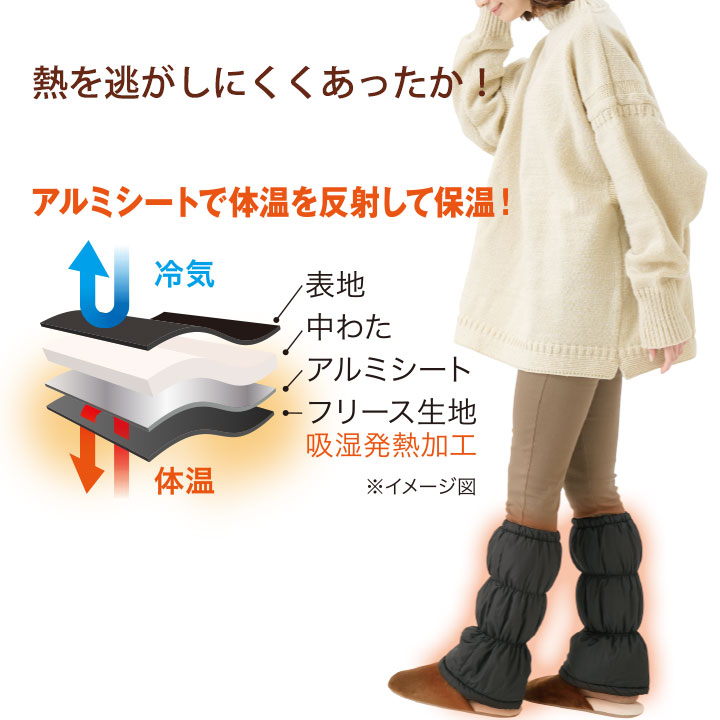 Z1504】【ファッション雑貨】HOTαアルミ入りあったか レッグウォーマー