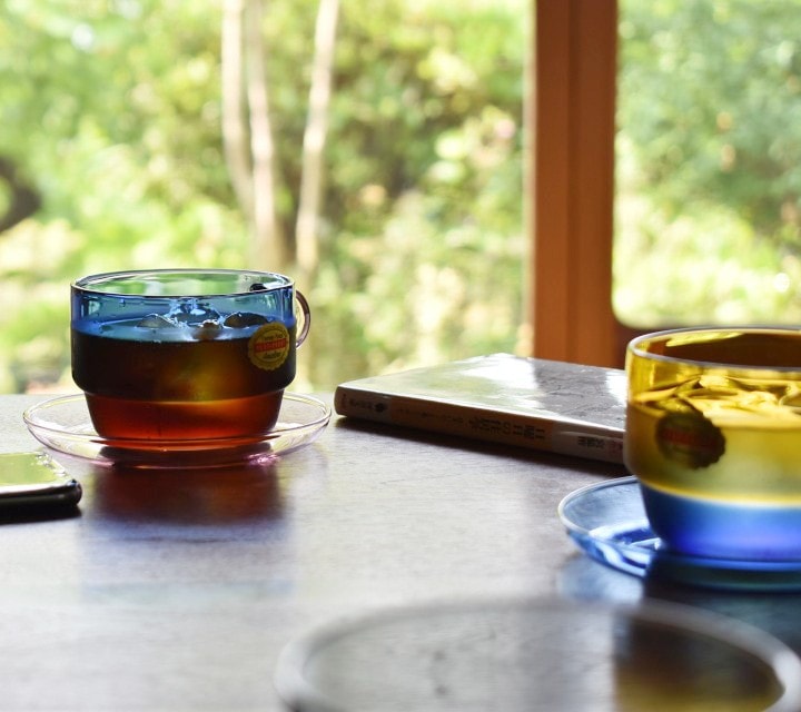 ガラスマグ 耐熱ガラス レトロ｜ツートンスタッキングガラスマグ｜5色