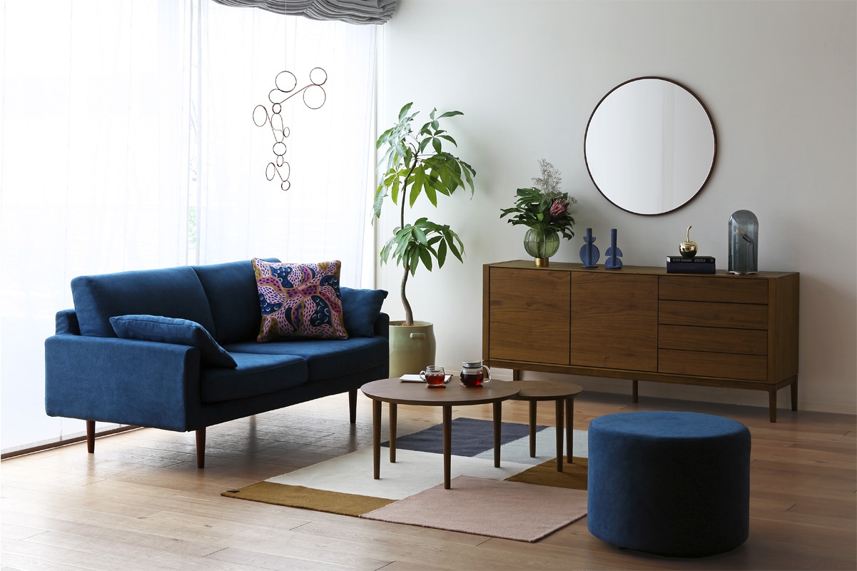 LEO SOFA 1人掛け ライトブルー オーク脚/ウォルナット脚