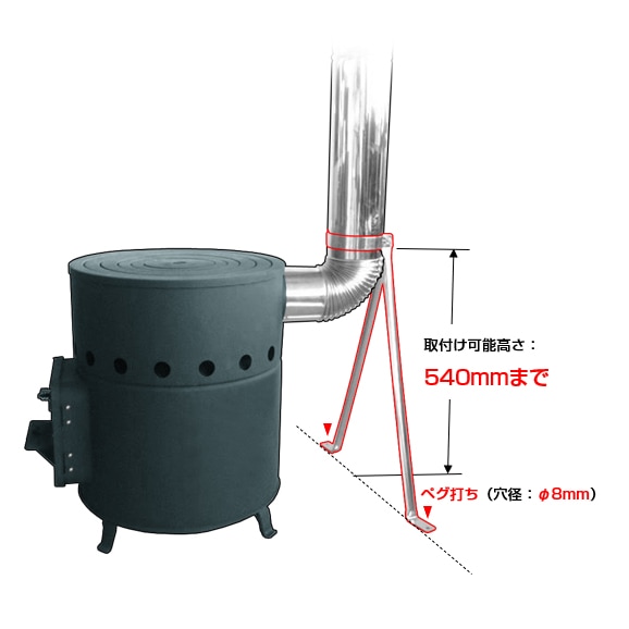 ステンレス 煙突支え φ106mm用 | 鉄板製薪ストーブ（日本製