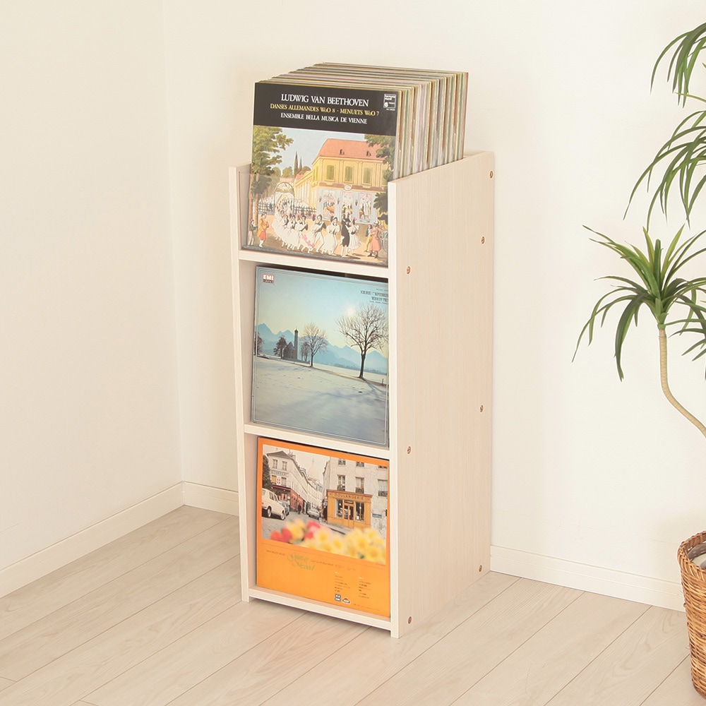 レコードコレクションラック 幅37cm×奥行39cm レコード約250枚収納