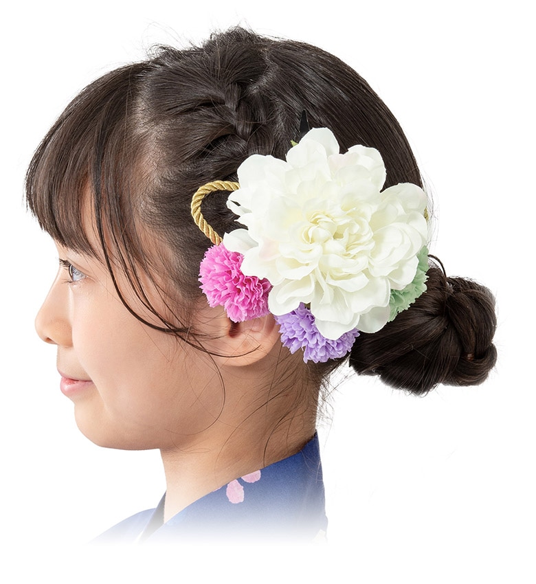 髪飾り 浴衣 七五三 成人式 卒業式 くすみフラワーとマム