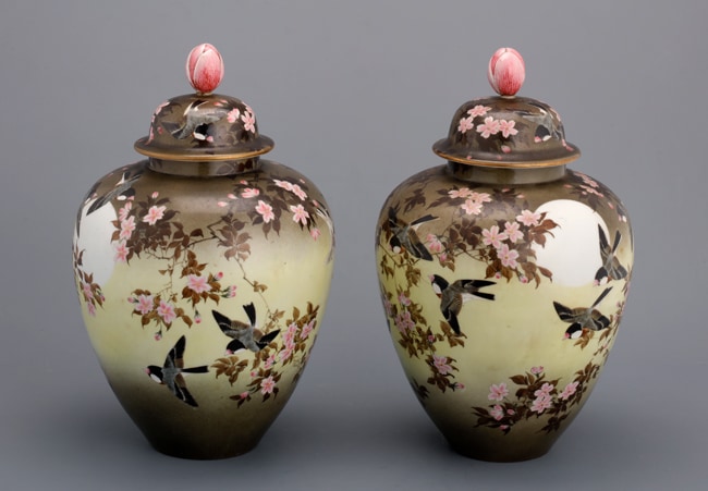 横浜焼 井村製 明治時代 輸出手 アンティーク カップ＆ソーサー 1客 冬