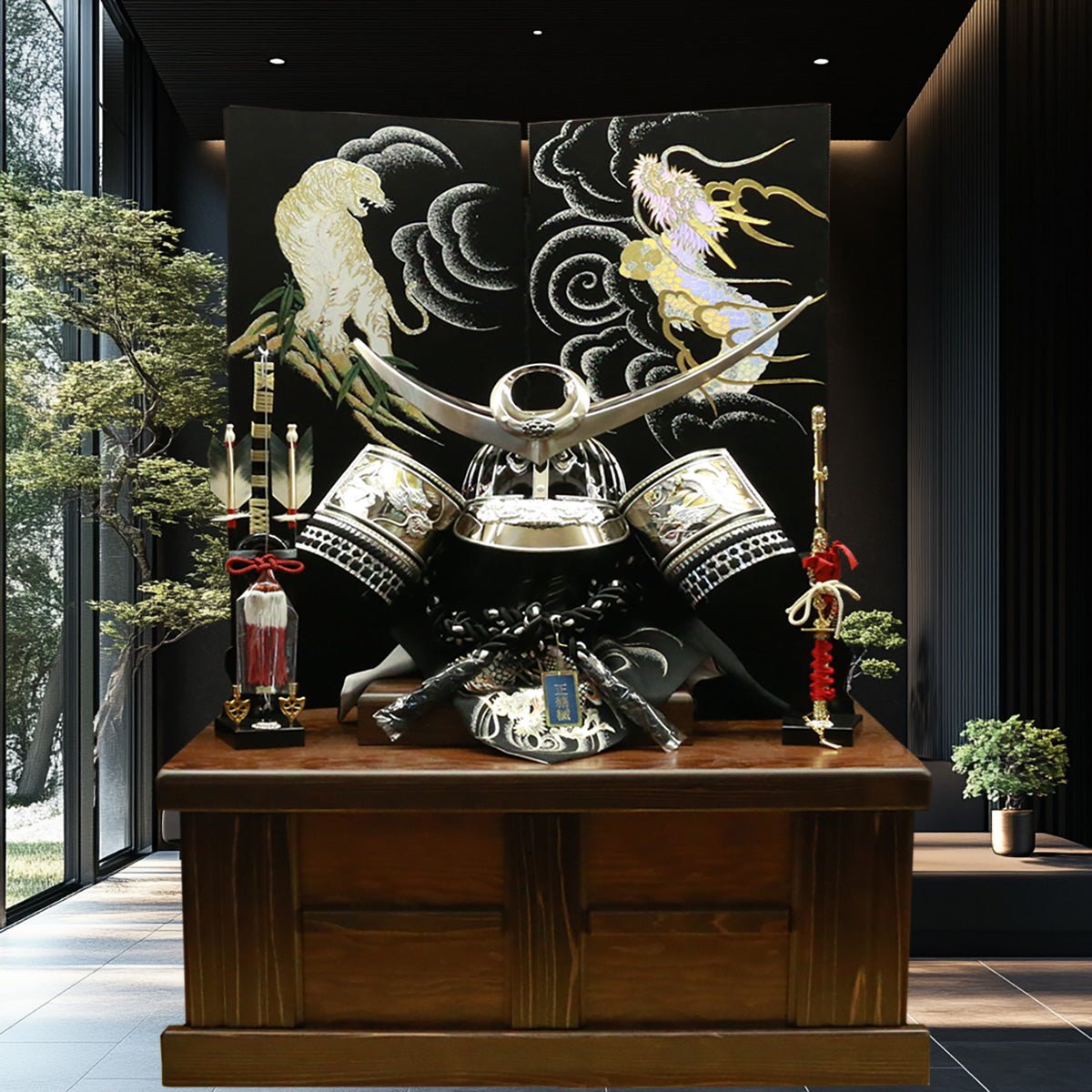 横幅66cm｜着用収納兜飾り 戦国武将 上杉謙信の兜｜しまえるタイプ｜五