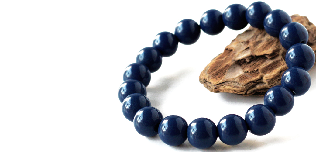 北投石 ブレスレット 12mm 青色 ブルー ホクトライト 台湾産 マイナス
