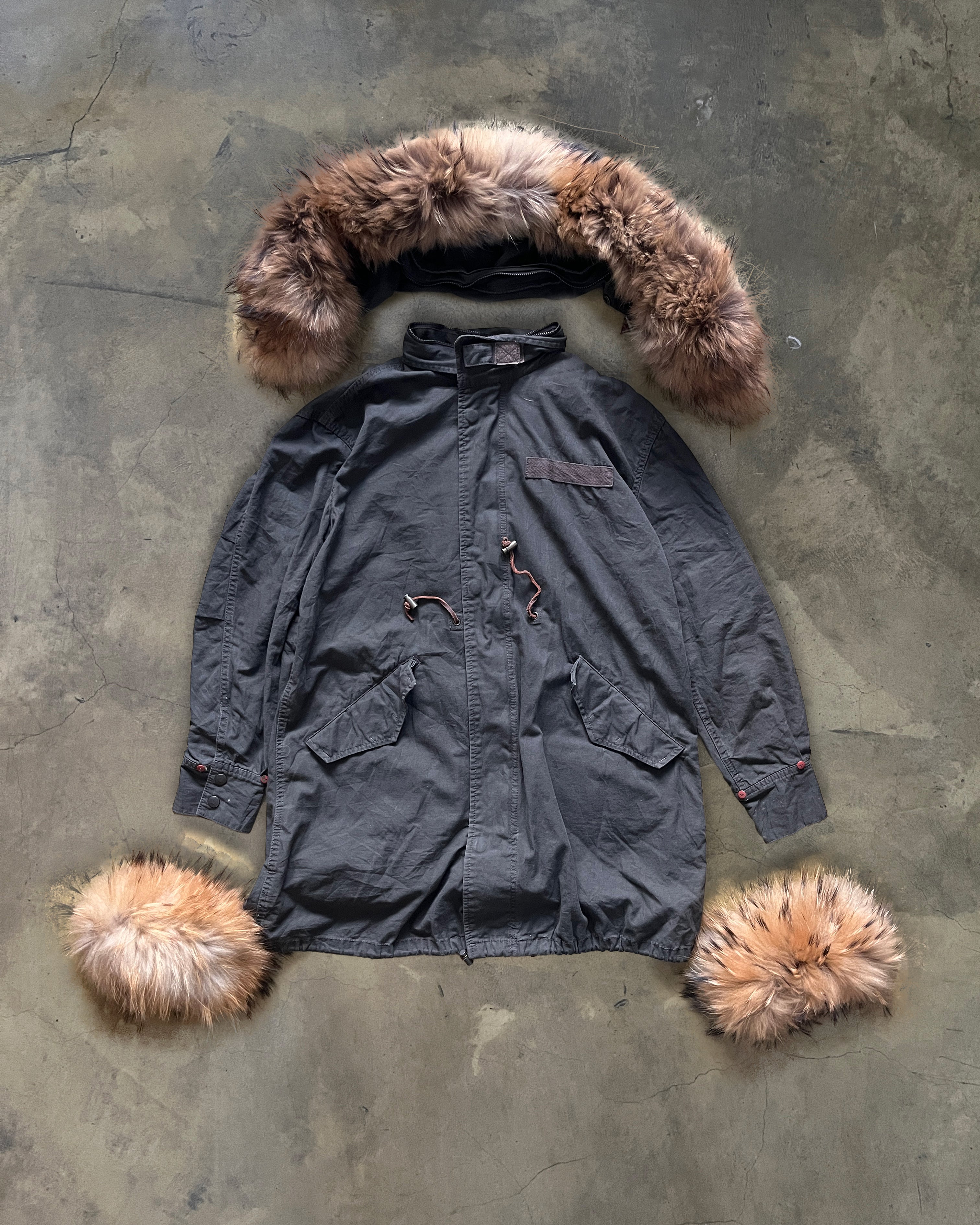 G.O.A RACCOON FUR PARKA WITH DETACHABLE HOOD – glam archive