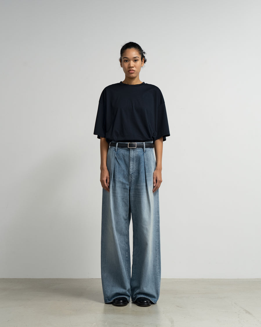 Selvage Denim Two Tuck Wide Pants-LIGHT FADE- – Graphpaper