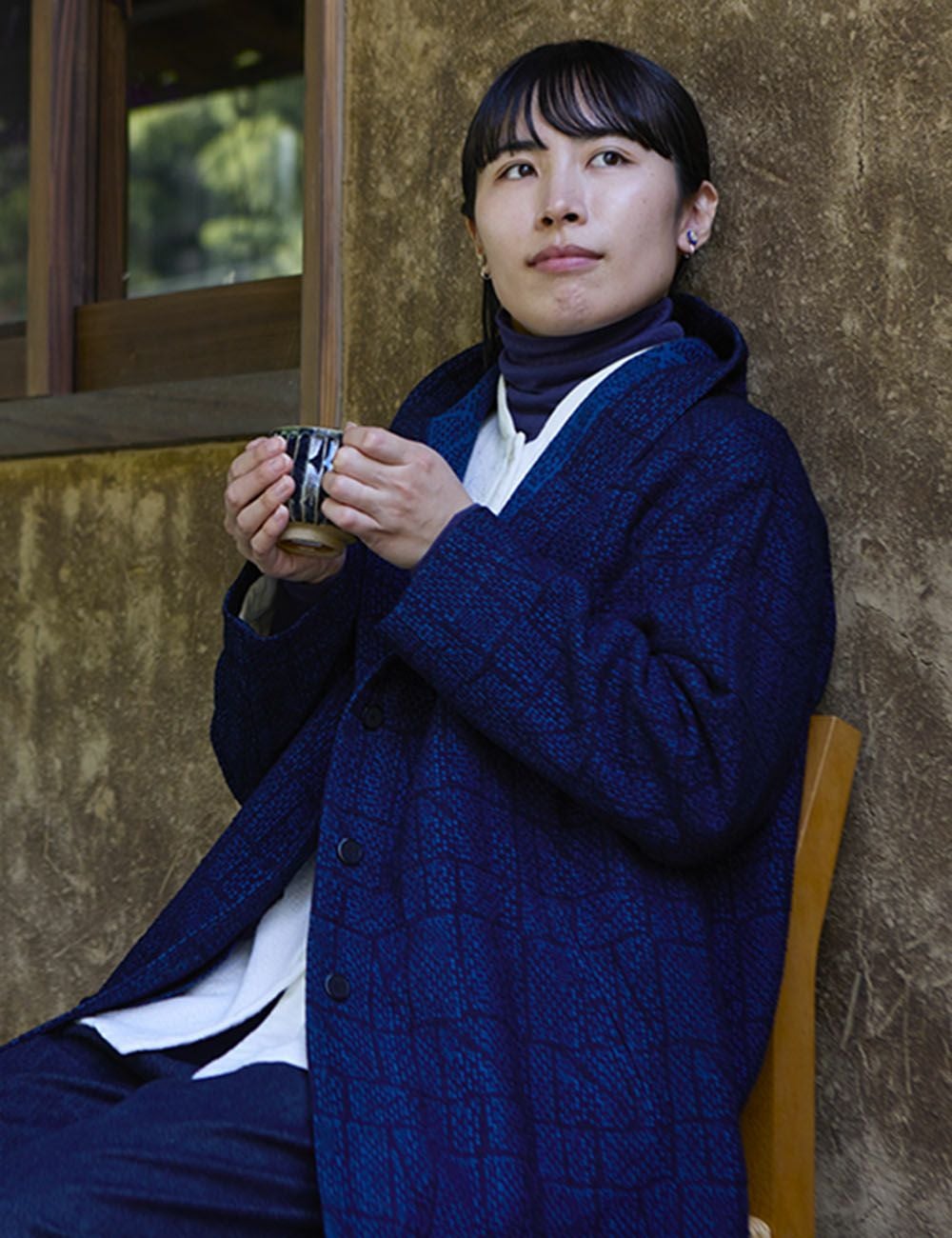 インディゴ刺子つぎはぎジャガードジャケット五茄（うこぎ） | 石見