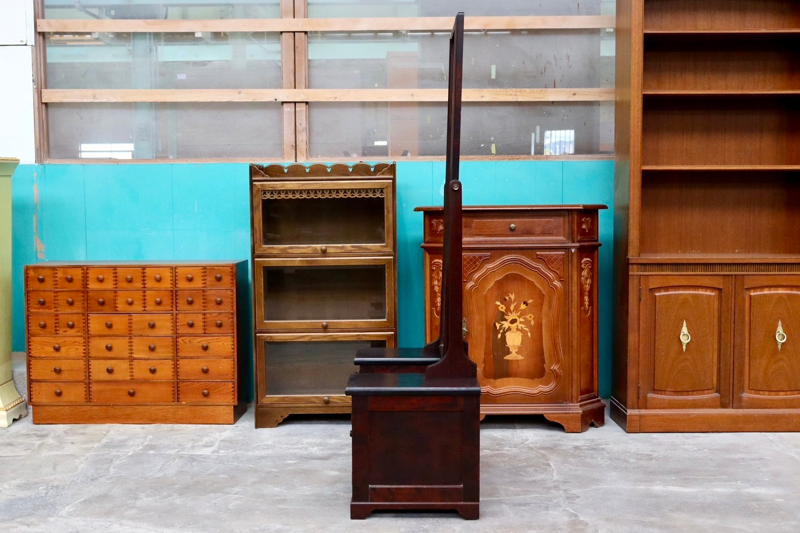 GMIK115○北海道民芸家具 ドレッサー 鏡台 化粧台 座鏡 民藝 樺材 古