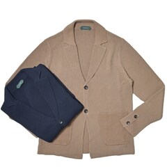 ZANONE（ザノーネ）7ゲージコットンクレープリブニットラペルド