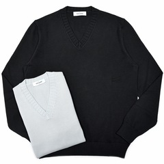 FEDELI（フェデーリ）ハイゲージウールソリッドVネックニット PULL.ML