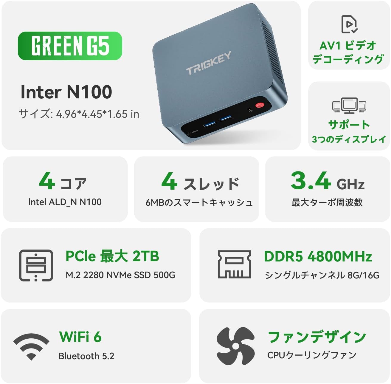 月額5,380円レンタルプラン：TRIGKEY ミニPC デュアル2.5G LAN