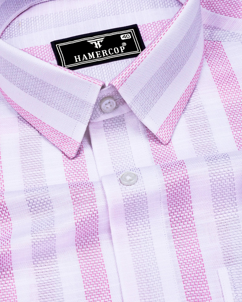 Pink White Stripe Dobby Cotton Shirt – Hamercop