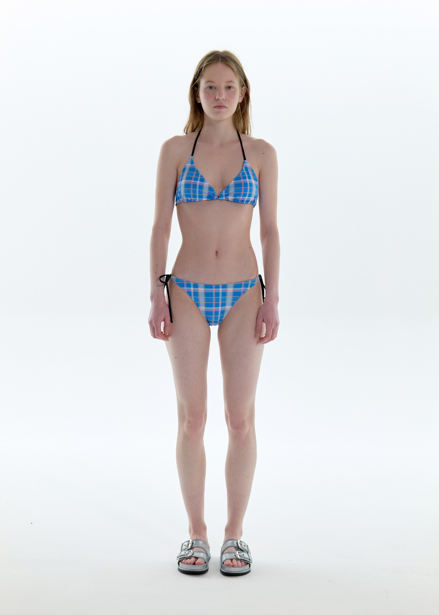 プレイド チェック トライアングル ビキニ_ブルー | PISCESS | HANA(ハナ)