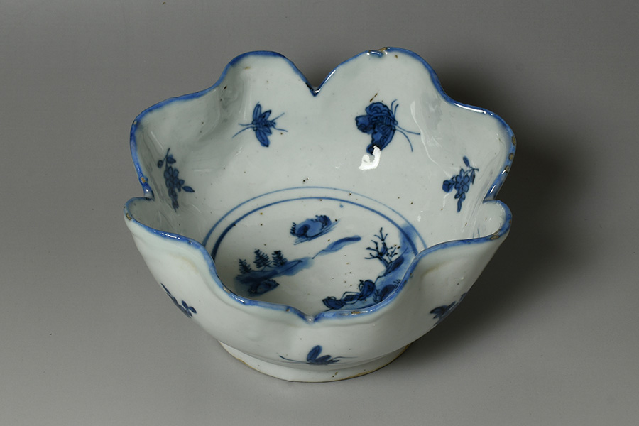 中国明時代 古染付中皿9枚 木箱付 直径約15.5㎝東Y8-0114☆2Fトウル