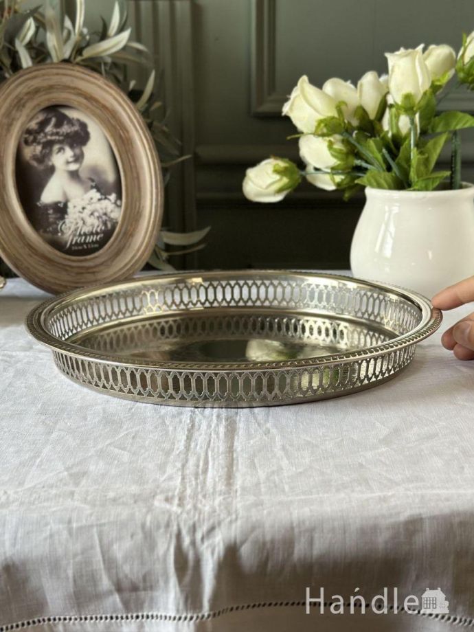 英国ビンテージ＞ シルバートレイ キャバリア 銀盆 シルバープレート