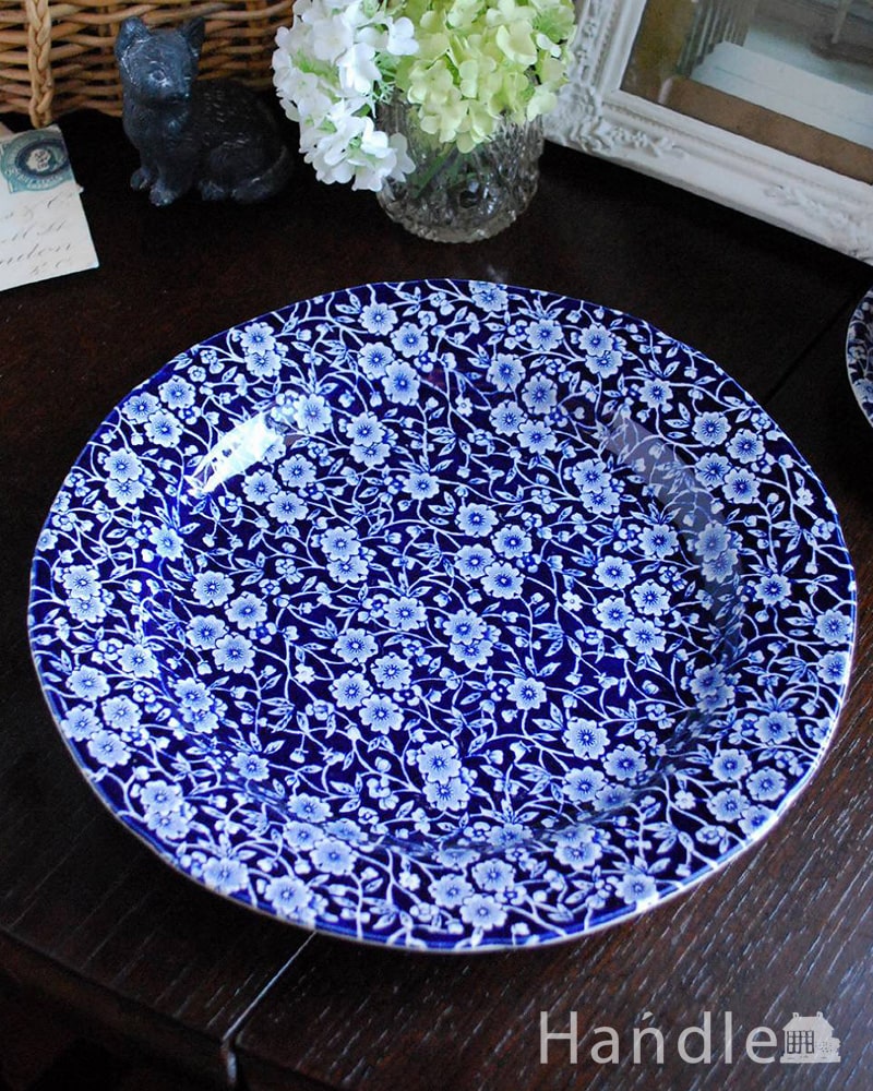 英国バーレイ社の食器、ブルーキャリコのプレートL 26.5cm(n1-249