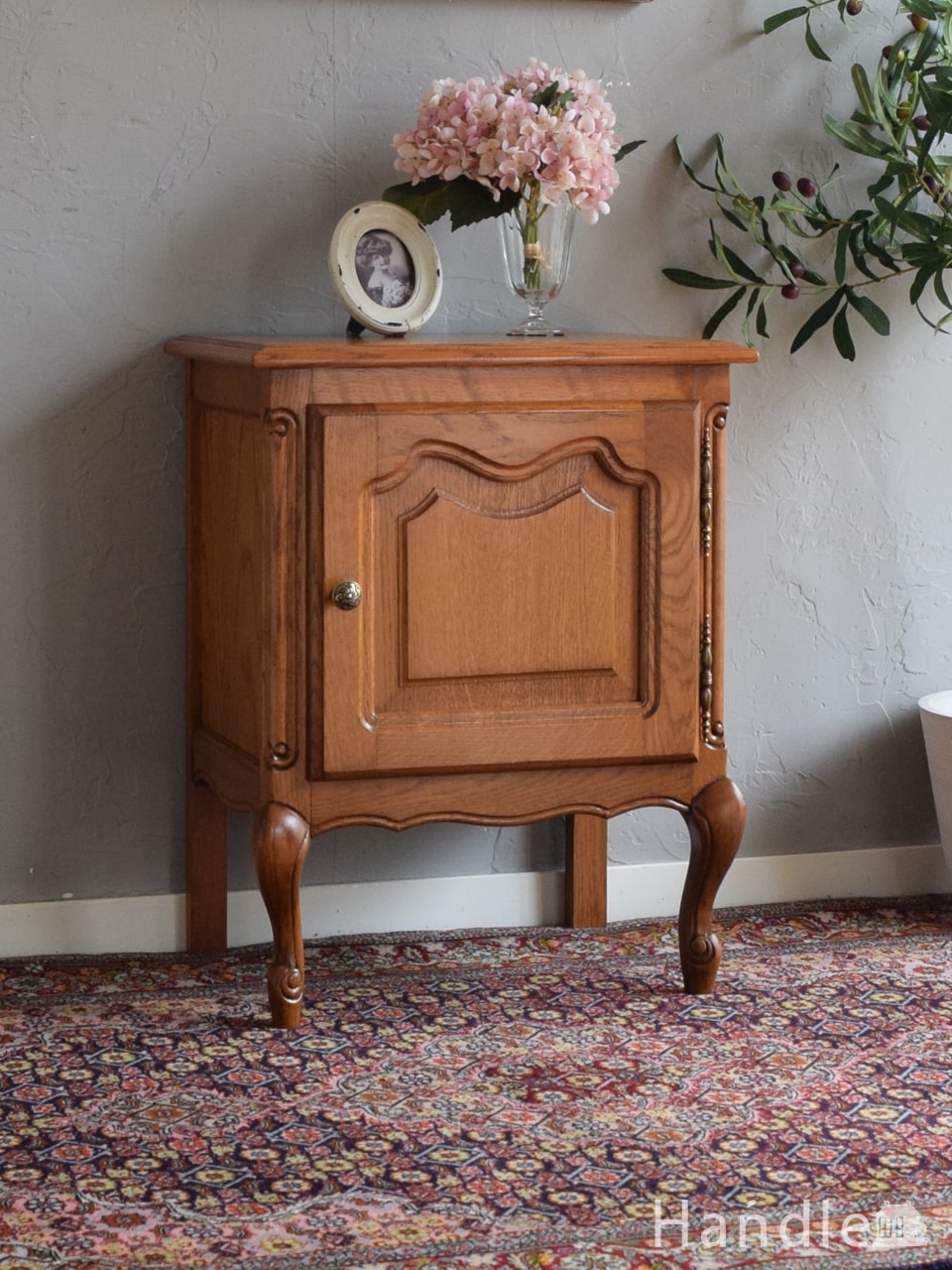 アンティーク ロイドルーム ベッドサイド テーブル（グリーン）(z-205