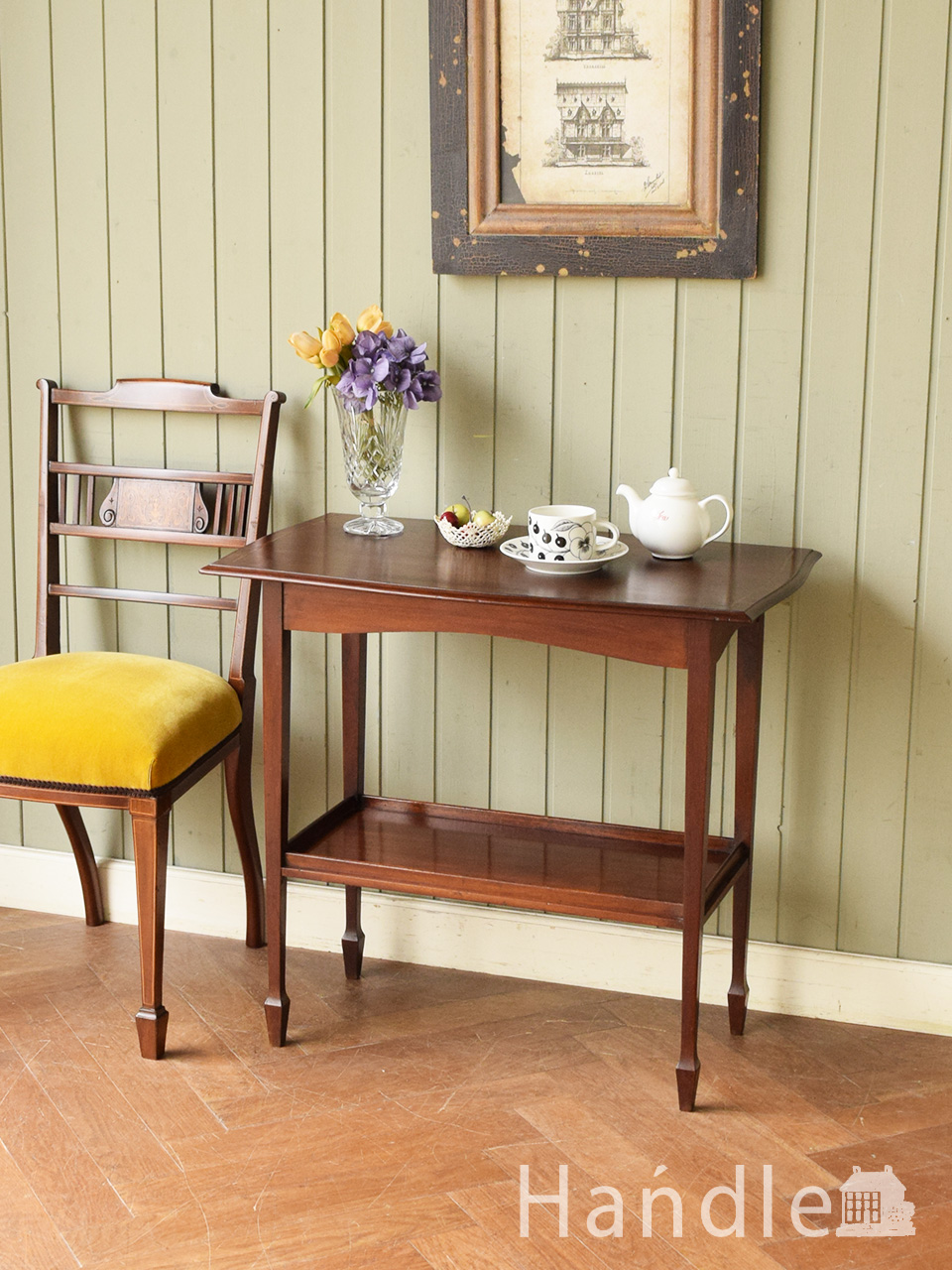 英国アンティーク木製ウィンドウテーブル/オケージョナル/サイド机(89