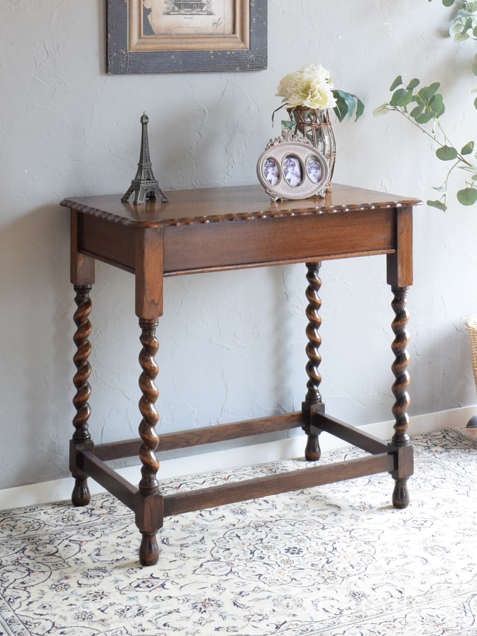 イギリスアンティークシンガーミシン鉄足テーブルディスプレイガーディ