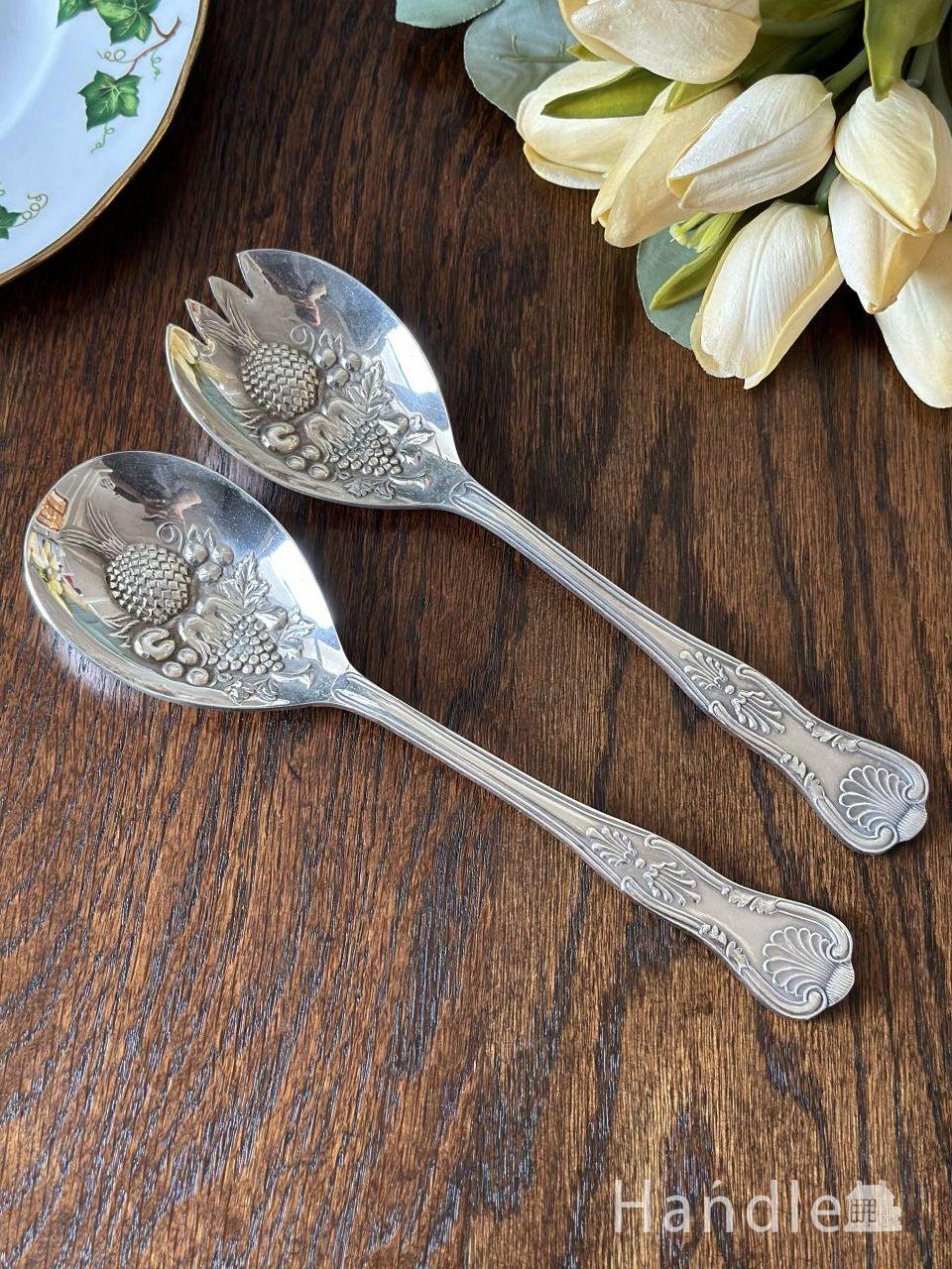 英国アンティークの美しいカトラリー、シルバープレートのサーバー