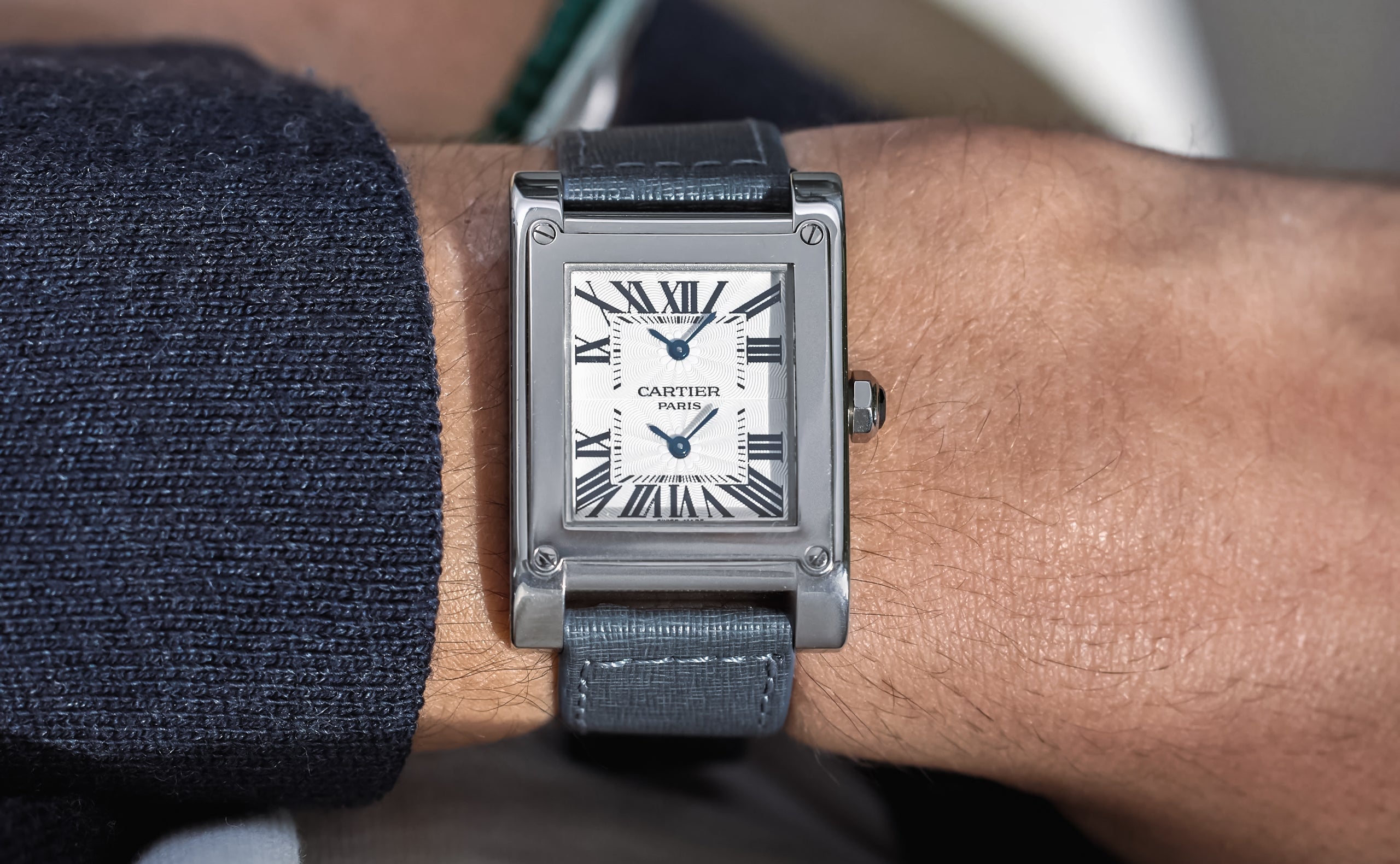 Cartier CPCP Tank à Vis Dual Time in White Gold – Hairspring