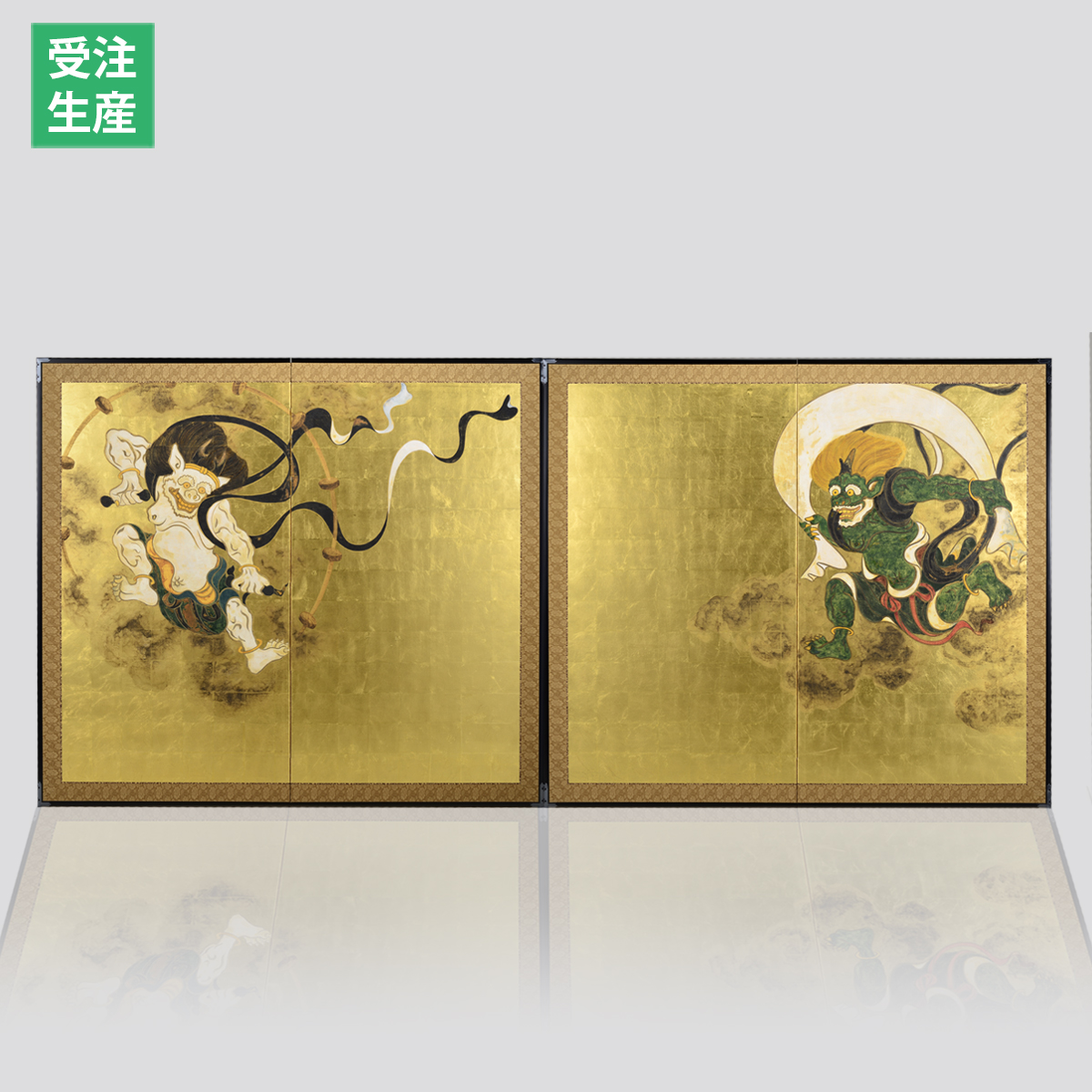 箔一 hakuichi 金箔 金沢箔 金沢 工芸品 二曲一双屏風 風神雷神