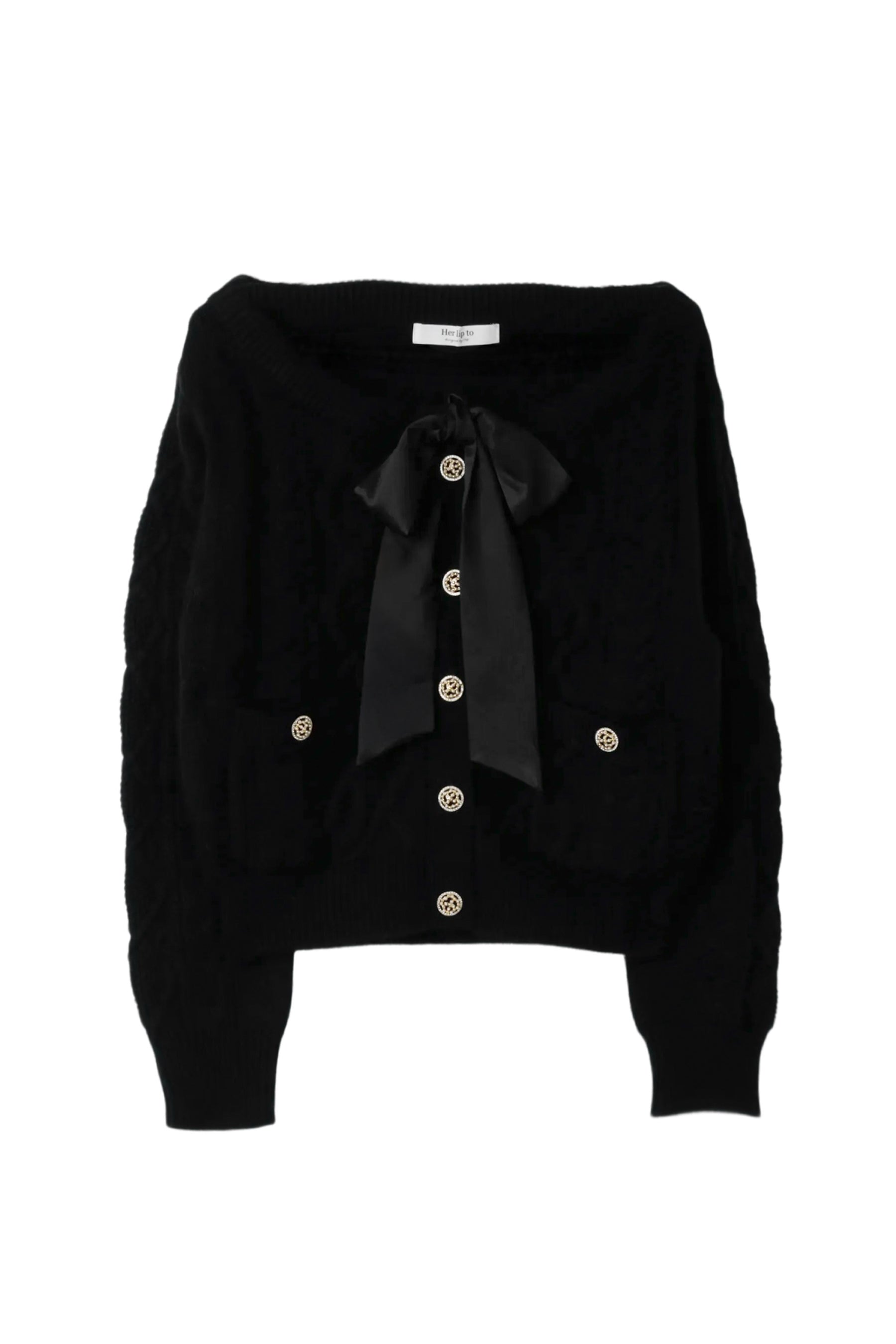 Aerienne Cable-Knit Ribbon Cardigan