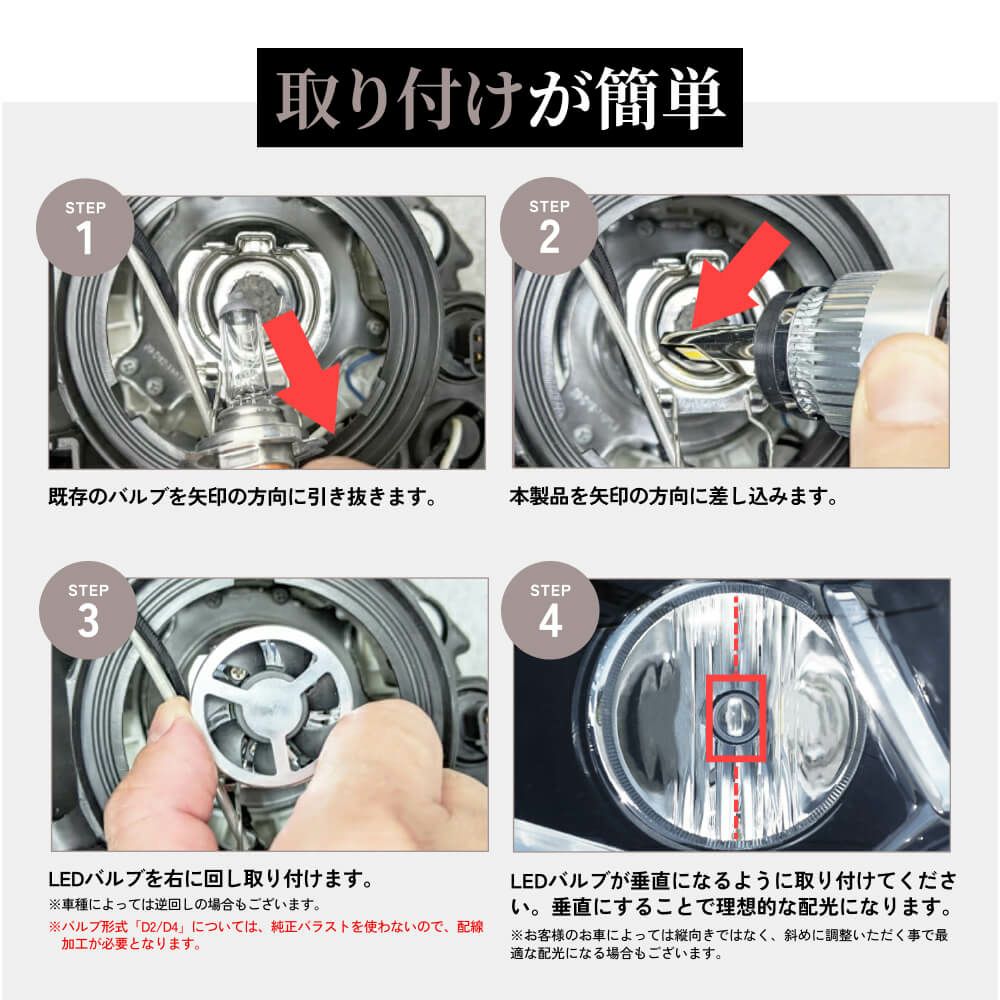 HID屋 H4 Hi/Lo LED ヘッドライト Qシリーズプラチナ 68400cd(カンデラ