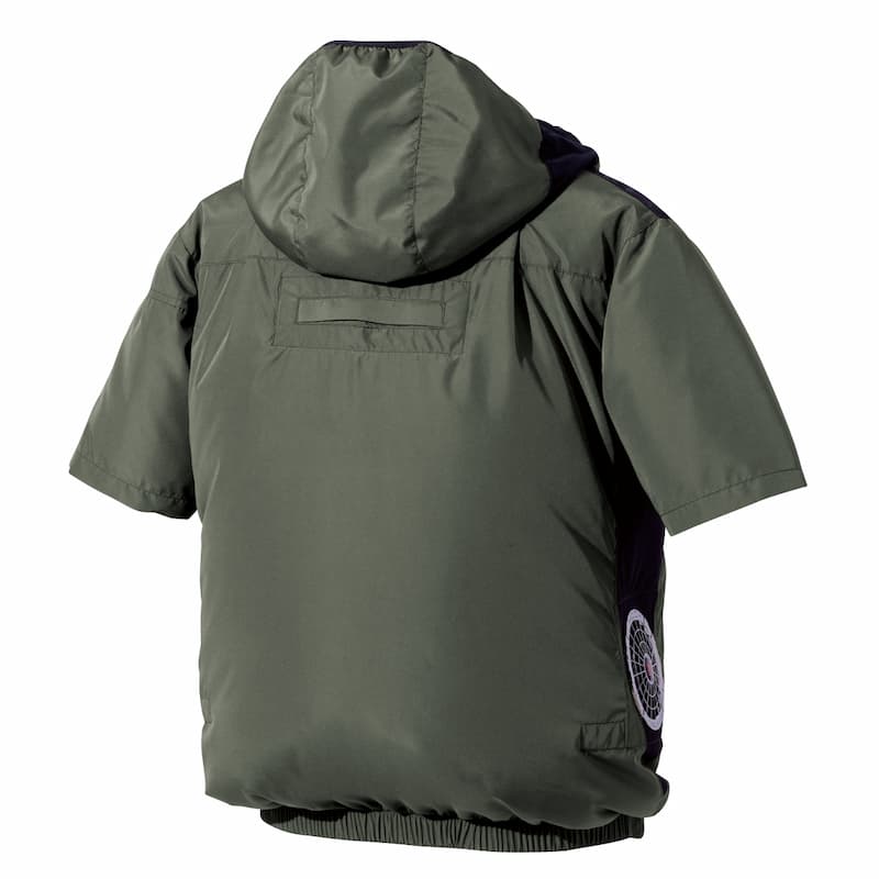 V8817サイドファン半袖フードジャケット 空調機能を取り入れたファン