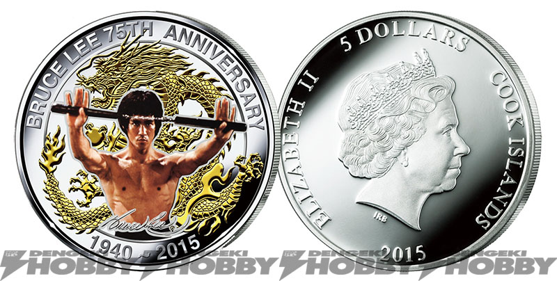 ブルース・リー生誕75周年記念純金仕上げ公式カラー銀貨 超リアル
