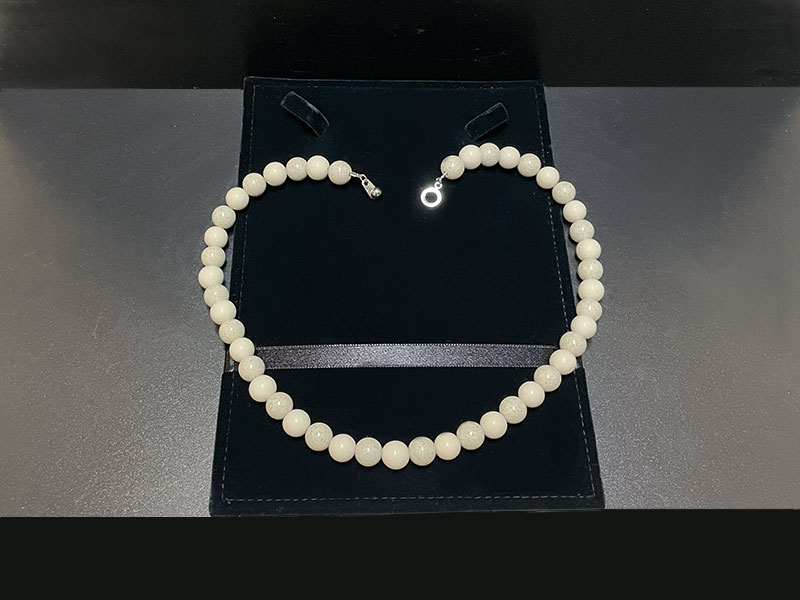 47番 10mm玉コラボネックレス（玉川産北投石、台湾産北投石） 北投石