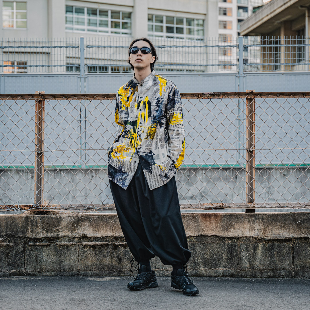 ヨウジヤマモト2022SS YUUKA ASAKURA NEWSPAPER STAND COLLAR BLOUSE