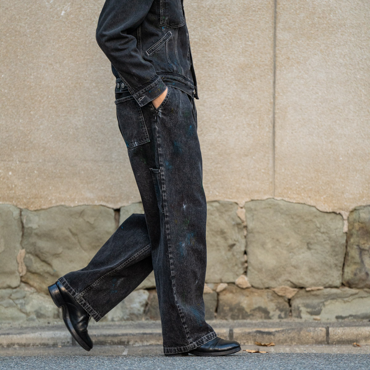 メゾンマルジェラのブラックデニム ワイドパンツ | HUES 福岡セレクト