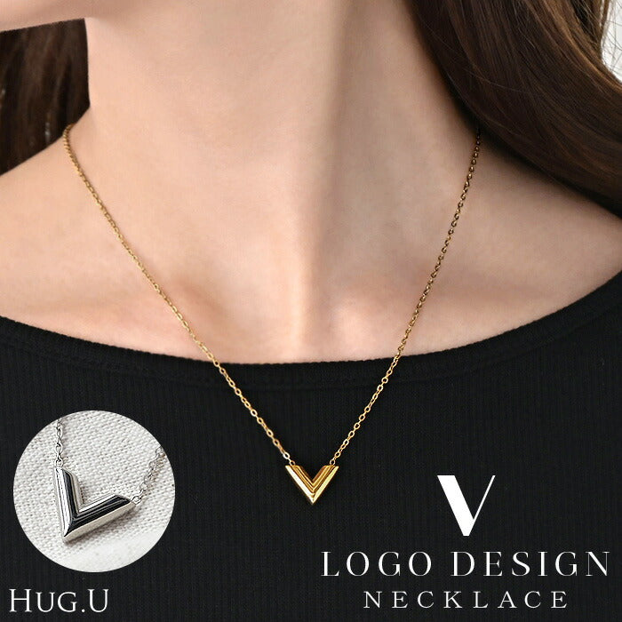 ネックレス V字 ロゴ モチーフ レディース アクセサリー チェーン
